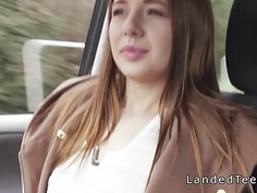 Teen hitchhiker sucks and fucks in a car