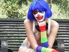 Slim clown Mikayla got free cum on mouth