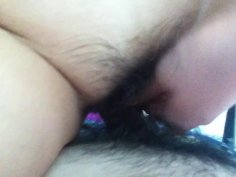 Hairy Korean couple have a fuck session close up POV