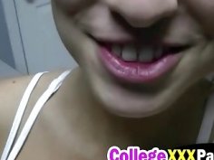 Sexy college girl gets her wet hungry pussy banged by horny lover